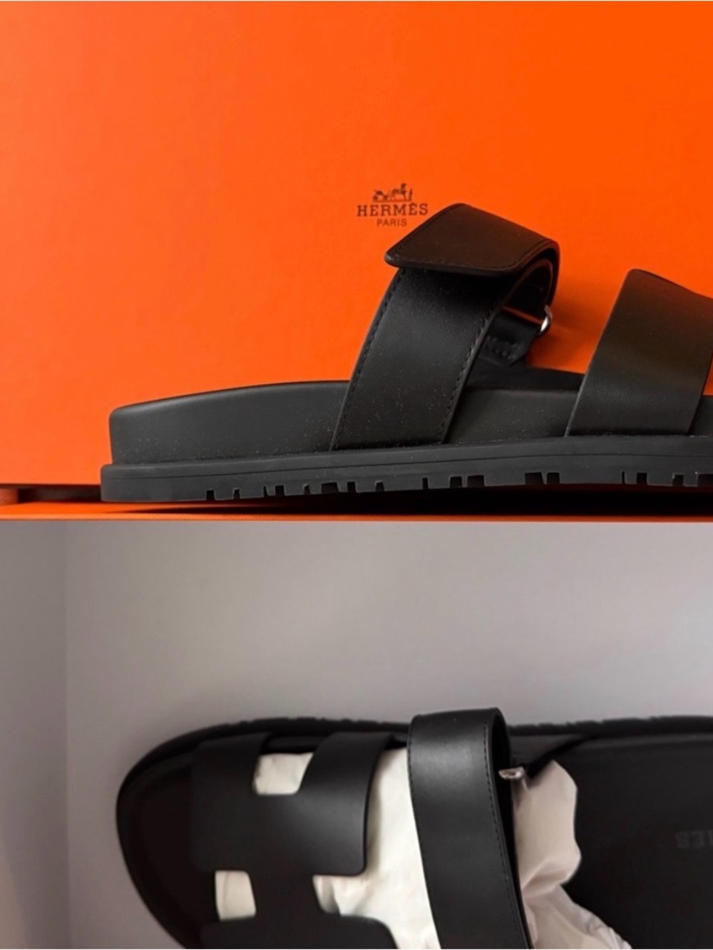 Hermes Black Oran Women's Slide Sandals - Picture 5 of 7